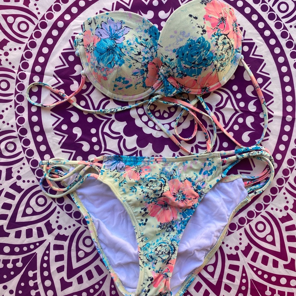 Floral O’Neill Strapless Bikini Set